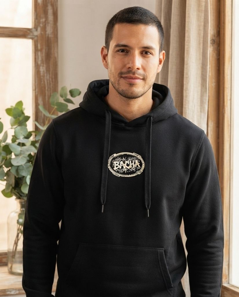 Hoodie Origin "Manifest" color Negro — BACHA Collection Uruguay