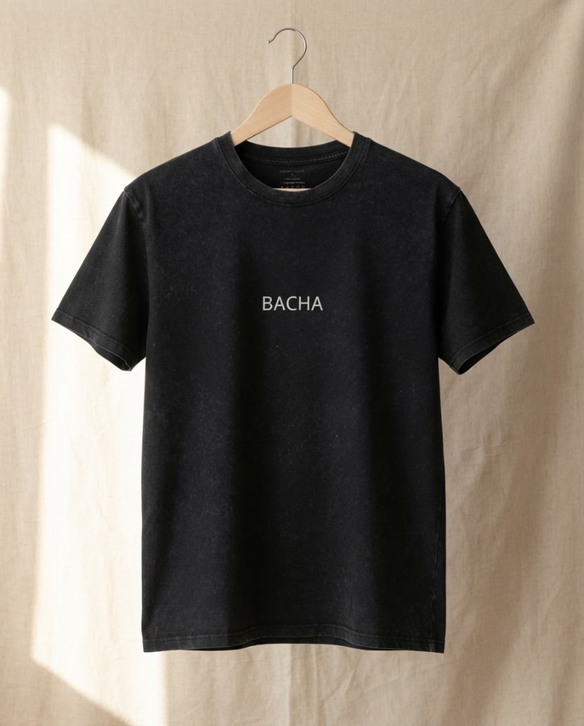 Remera Origin "Minimal" (Stone Washed) color Negro — BACHA Collection Uruguay